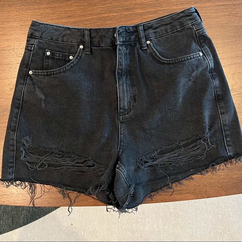 TopShop Moto Mom distressed jean shorts